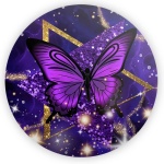 Borboleta Julia Glitter Roxo E Dourado Painel Redondo 150Cm - imagem 2