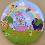 Galinha Pintadinha Rosa Arco Iris Rosa Painel Redondo 150Cm - imagem 1