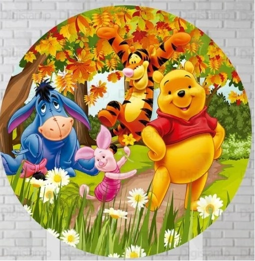 Ursinho Pooh Puff Painel Redondo 150Cm - FOCUSEVENTOSJATAI