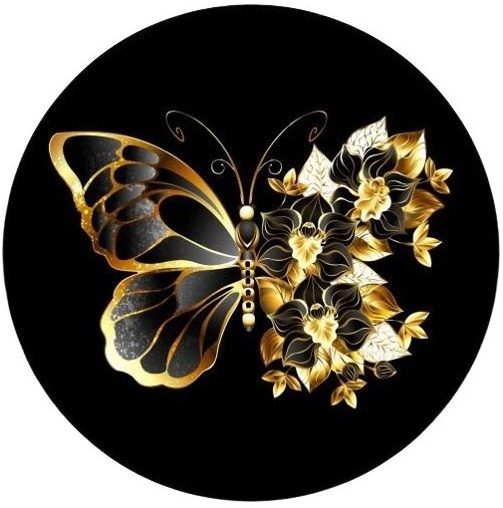 Borboleta Preto E Dourado - Painel Red150Cms - FOCUSEVENTOSJATAI