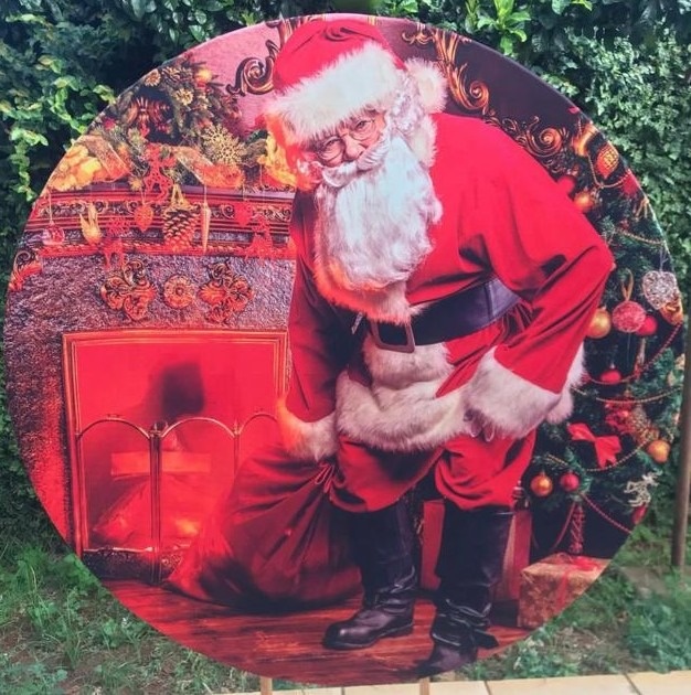 Natal Papai Noel Lareira Painel Redondo 150Cm - FOCUSEVENTOSJATAI