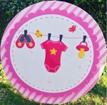 Chá Revelação Varal Rosa 01/02 Painel Redondo150Cm - imagem 2