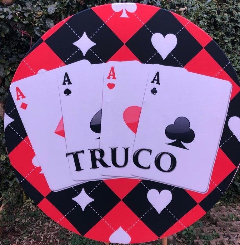 Cassino Cartas Baralho Truco Painel Redondo 150Cm - FOCUSEVENTOSJATAI