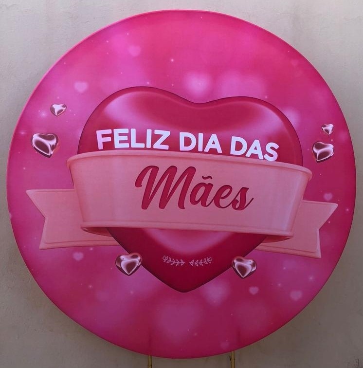 Mãe Coraçao Rosa Painel Redondo 150Cms - FOCUSEVENTOSJATAI