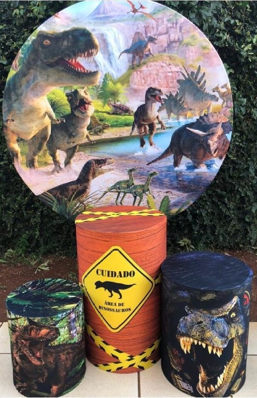 Dinossauro Real Cachoeira Painel Redondo 150Cm - FOCUSEVENTOSJATAI