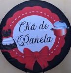 Chá de Panela Preto Laço Vermelho Painel Redondo 150Cm - imagem 1