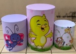 Galinha Pintadinha Rosa Arco Iris Rosa Cilindro Redondo Pmg - imagem 1