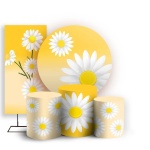 Margaridas 3D Branco E Amarelo Cilindro Redondo Pmg - imagem 2