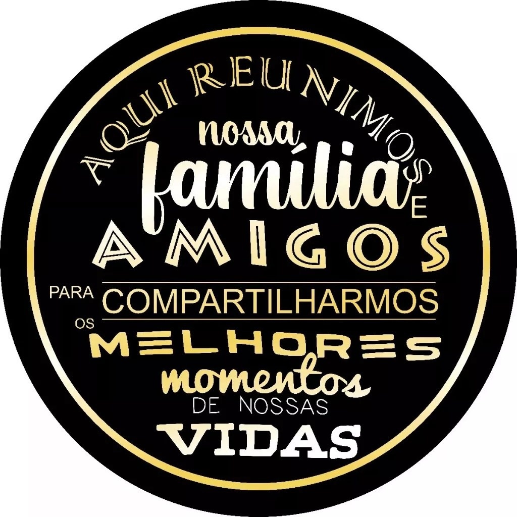 Família E Amigos Preto E Dourado Painel Redondo 150Cm - FOCUSEVENTOSJATAI