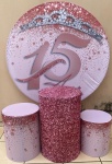 15 Anos Rosa Coroa Prata Diamante - Painel Redondo 150Cms - imagem 1