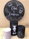 Cha de Lingerie Preto Branco Cilindro Redondo Pmg - imagem 2