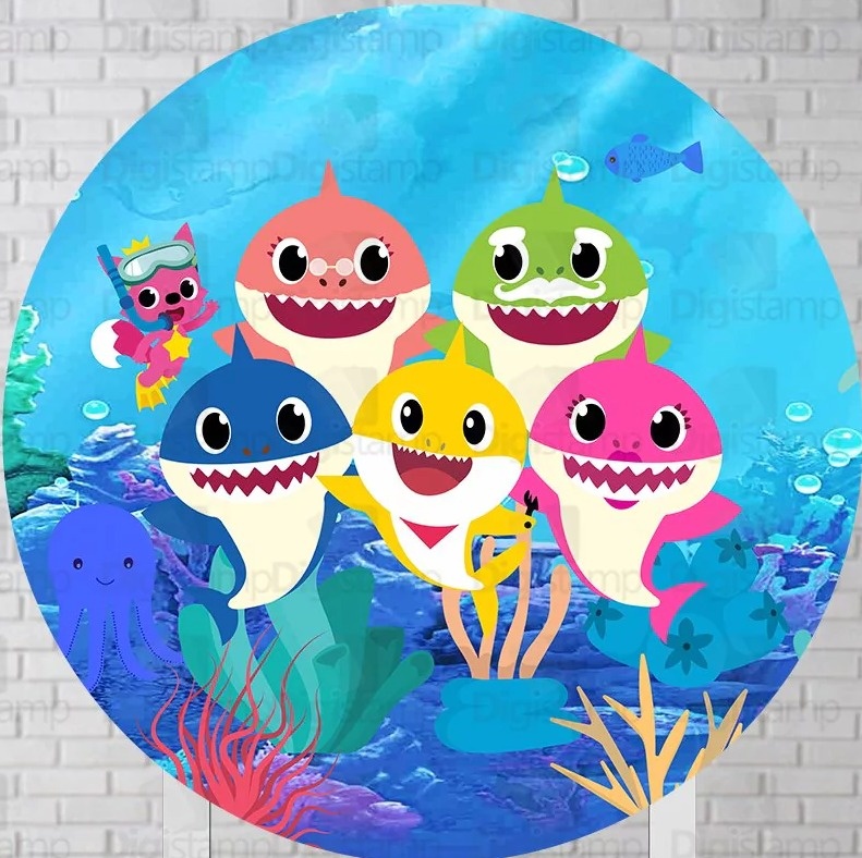 Baby Shark Azul Painel Redondo 150Cm - FOCUSEVENTOSJATAI