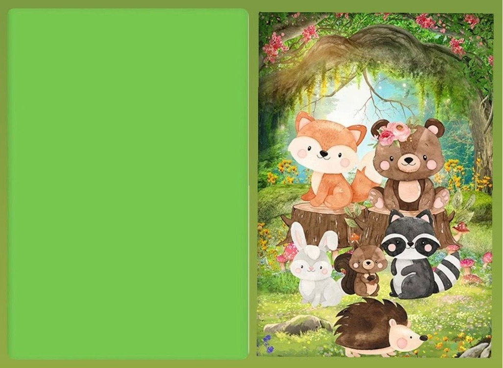 Verde Maça 01 Bosque Encantado Ursinho E Amigos  Painel Retangular 220X150Cm - FOCUSEVENTOSJATAI