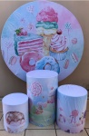 Confeitaria Doceria Sorvete 3 Sabores Painel Redondo 150Cm - imagem 1