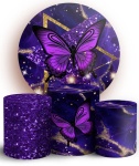 Borboleta Julia Glitter Roxo E Dourado Cilindro Redondo Pmg - imagem 2