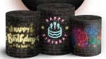 Happy Birthaday Parede Tijolo Preto Cilindro Redondo Pmg - imagem 1