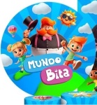 Mundo Bita 3D Azul Painel Redondo 150Cm - imagem 1