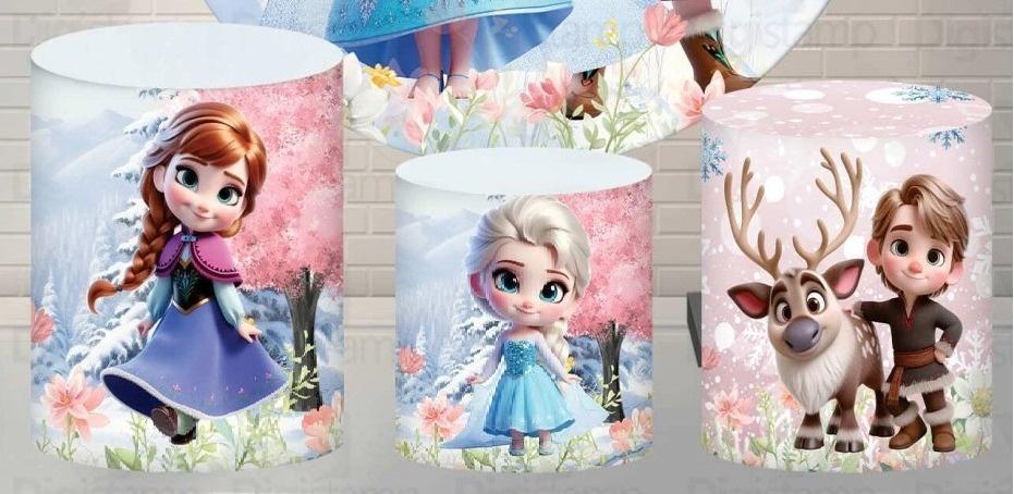 Frozen 3D Cute Castelo Florido Cilindro Redondo Pmg - FOCUSEVENTOSJATAI