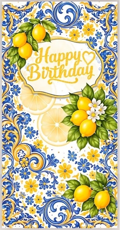 Limão Siciliano Happy Birthday Painel Retangular 200X100Cm - FOCUSEVENTOSJATAI