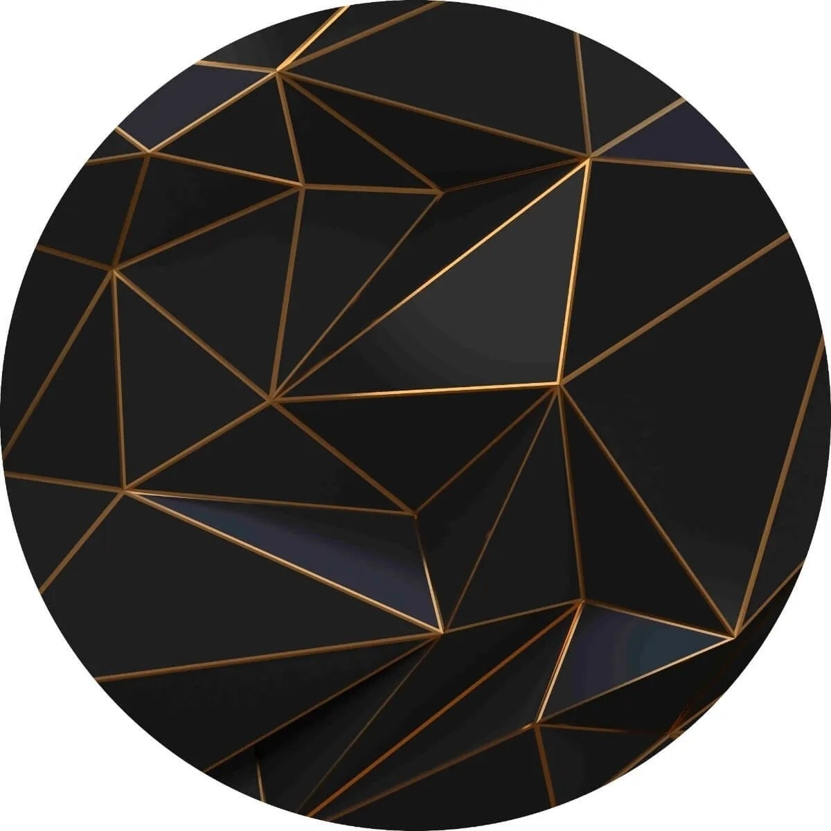Geometrico 3D Dourado Preto Painel Redondo 150Cm - FOCUSEVENTOSJATAI