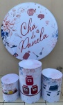 Chá de Panela Floral Azul E Rosa 03 Potes Painel Redondo 150Cm - imagem 2