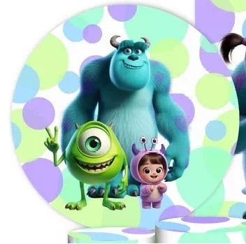 Monstros Sa Verde E Lilas Painel Redondo 150Cm - FOCUSEVENTOSJATAI