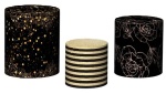 Happy Birthaday Dourado Floral Listrado Cilindro Redondo Pmg - imagem 1