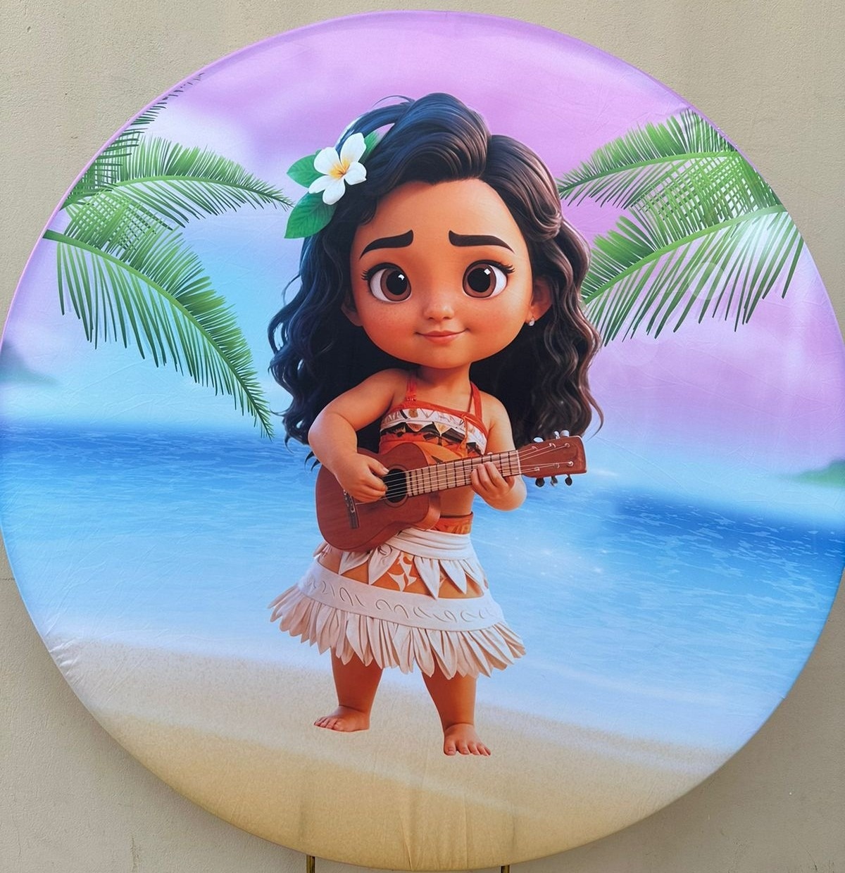 Moana Baby Cute Violão Painel Redondo 150Cm - FOCUSEVENTOSJATAI