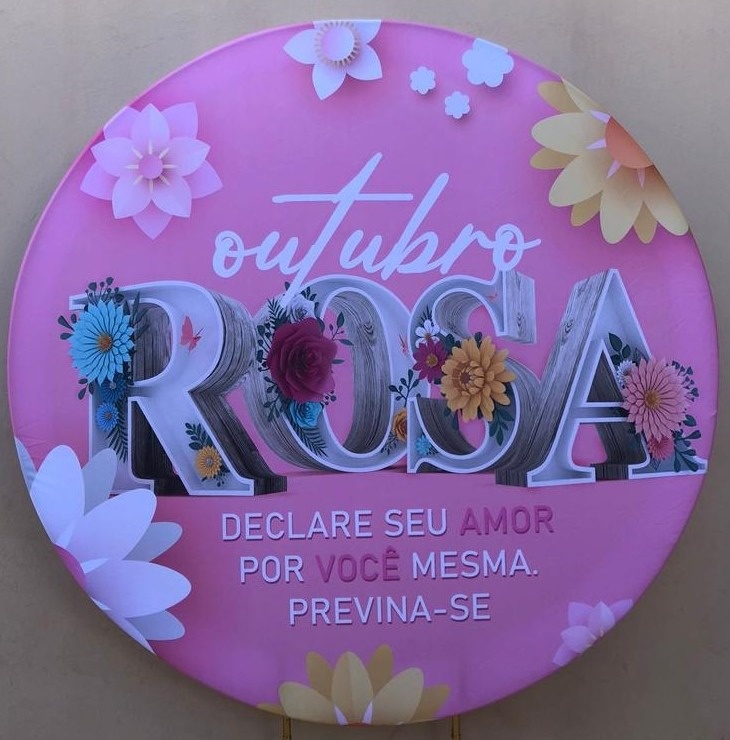 Outubro Rosa Floral Rosa Painel Red150Cms - FOCUSEVENTOSJATAI