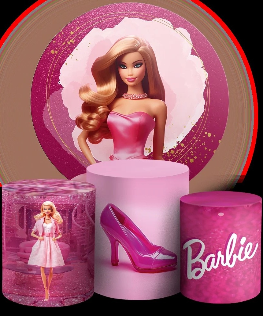 Barbie Sapatinho Rosa Pink Painel Redondo150Cm - FOCUSEVENTOSJATAI
