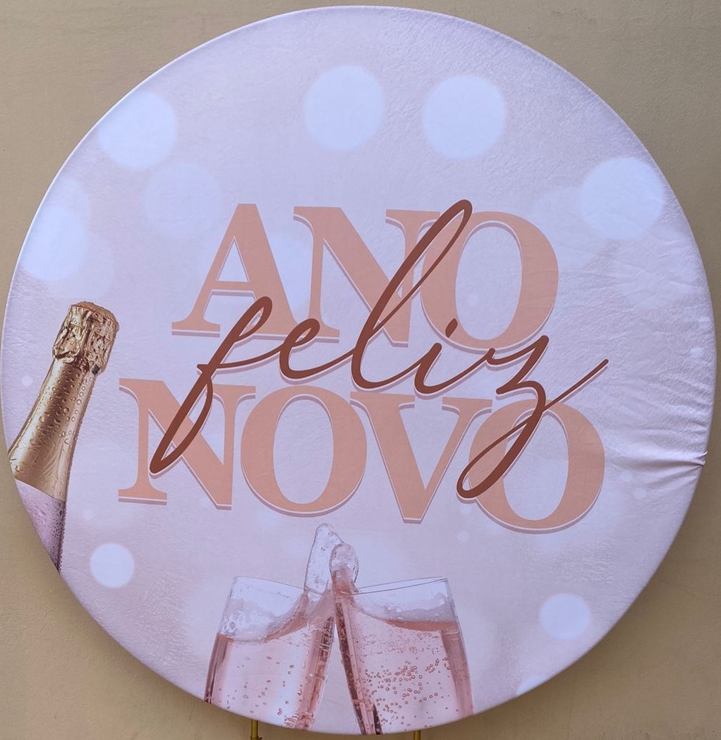 Ano Novo Rose Gold Painel Redondo 150Cms - FOCUSEVENTOSJATAI