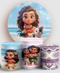 Moana Baby Cute Galo Porco Painel Redondo 150Cm - imagem 2