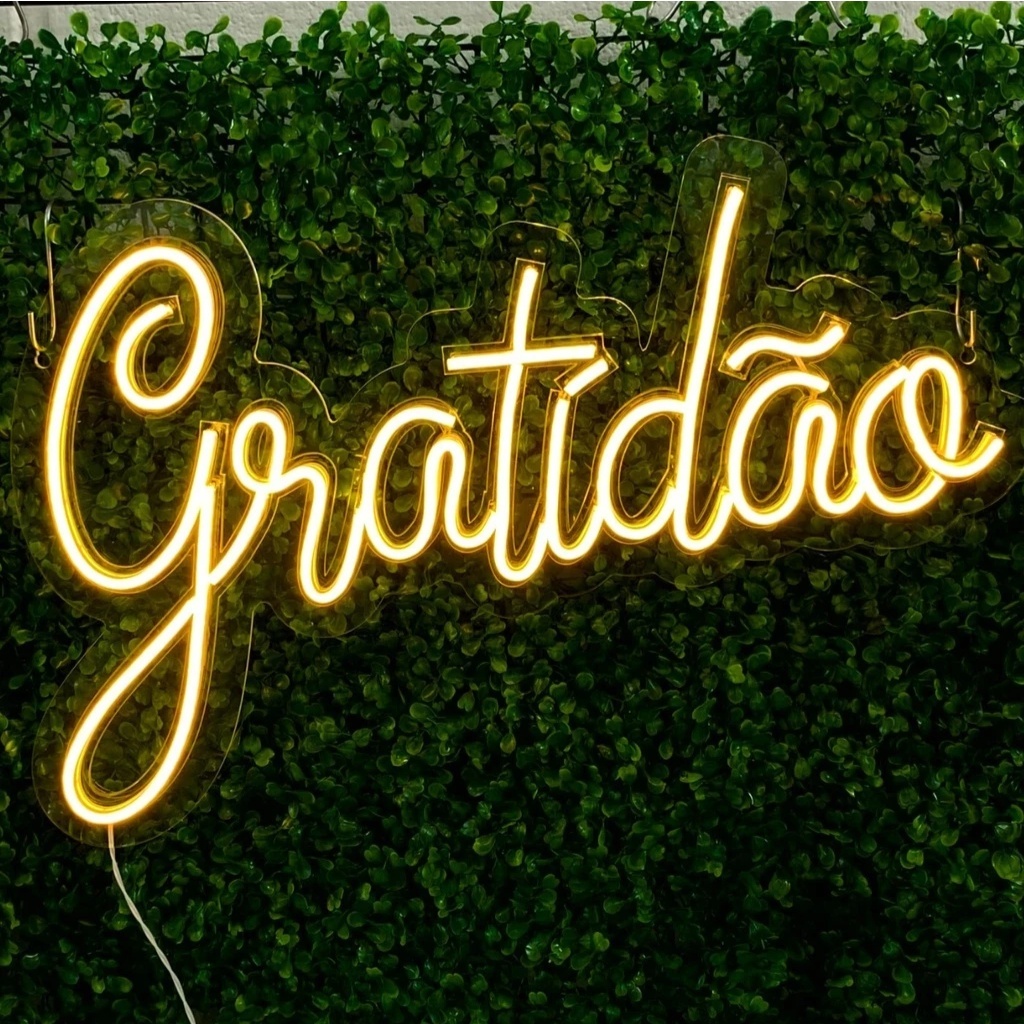 Led Gratidão Branco Quente 50X34Cms - FOCUSEVENTOSJATAI