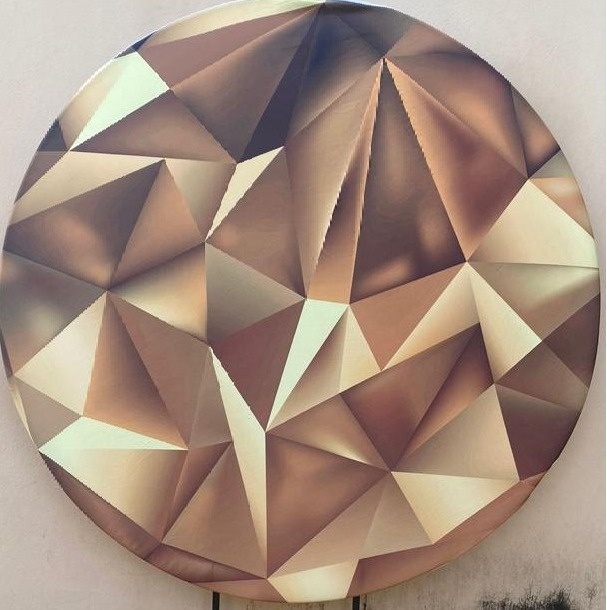 Geometrico Dourado Triangulos Painel Redondo 150Cm - FOCUSEVENTOSJATAI