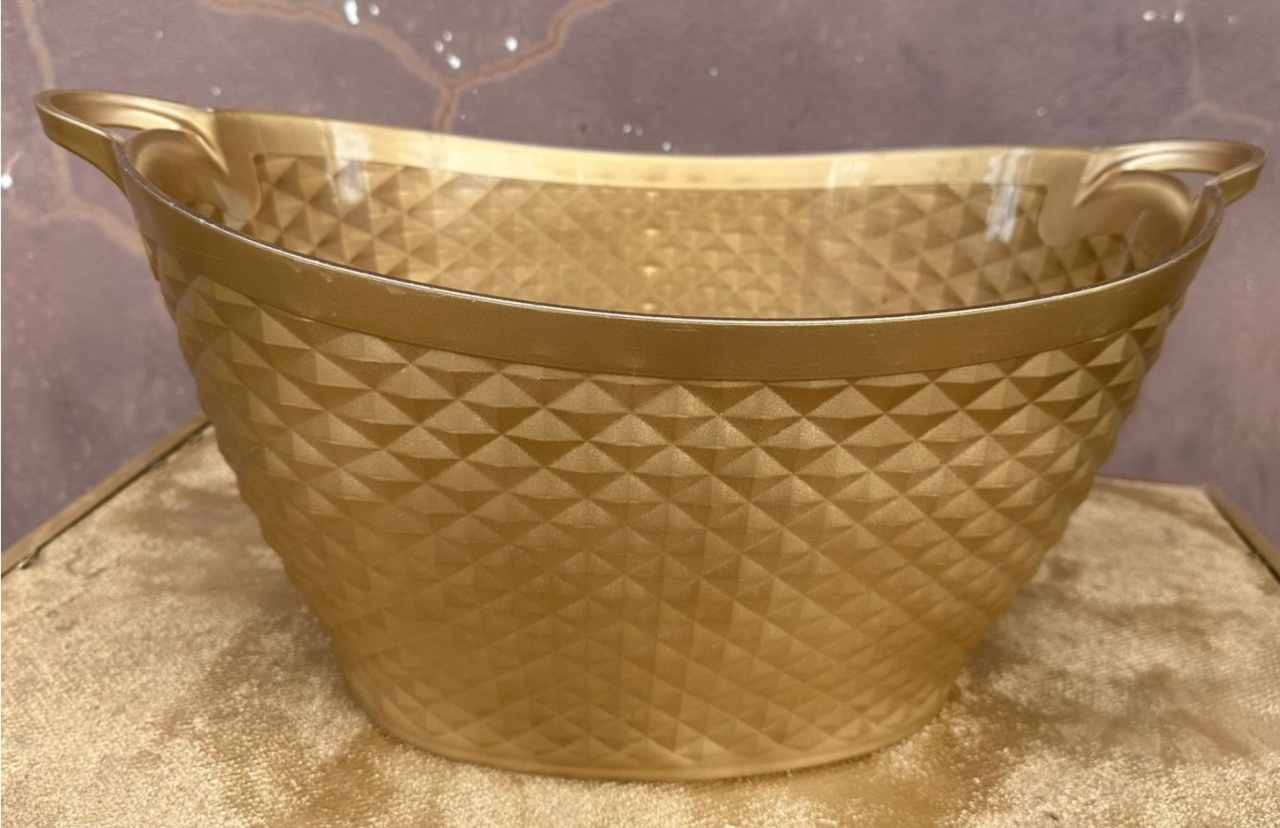 Champanheira de Acrilico Dourado Oval Grande - FOCUSEVENTOSJATAI