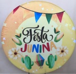 Festa Junino Amarelo Painel Redondo 150Cm E Cilindro Redondo Pmg - imagem 1