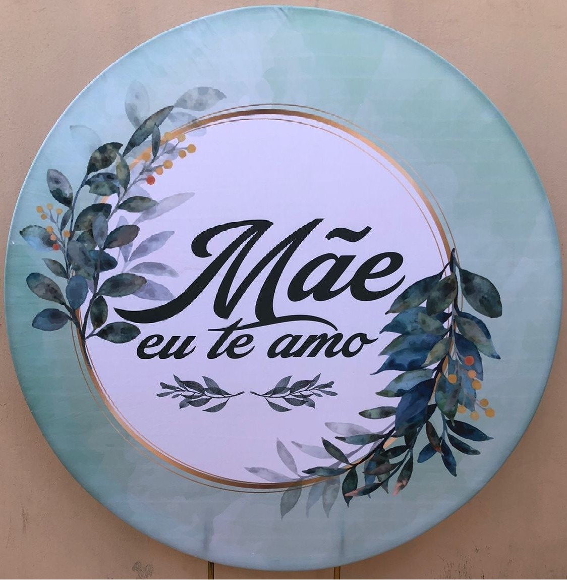 Mãe Eu Te Amo Folhagem Verde Painel Redondo 150Cm - FOCUSEVENTOSJATAI