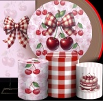 Cerejinha Do Bolo Xadrez Vermelho E Rosa Cilindro Redondo  Pmg - imagem 2