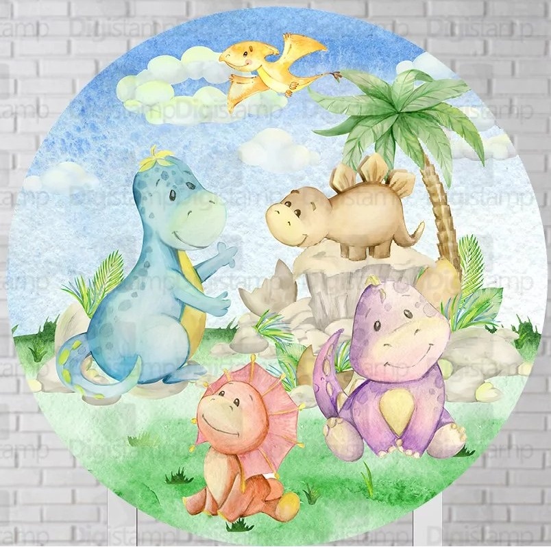 Dinossauro Baby Coqueiro Painel Redondo 150Cms - FOCUSEVENTOSJATAI
