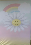 Amarelo Claro 02 Fundo Margarida Arco Iris Fundo Rosa E Verde - Painel Retangular 220X150Cms - imagem 2