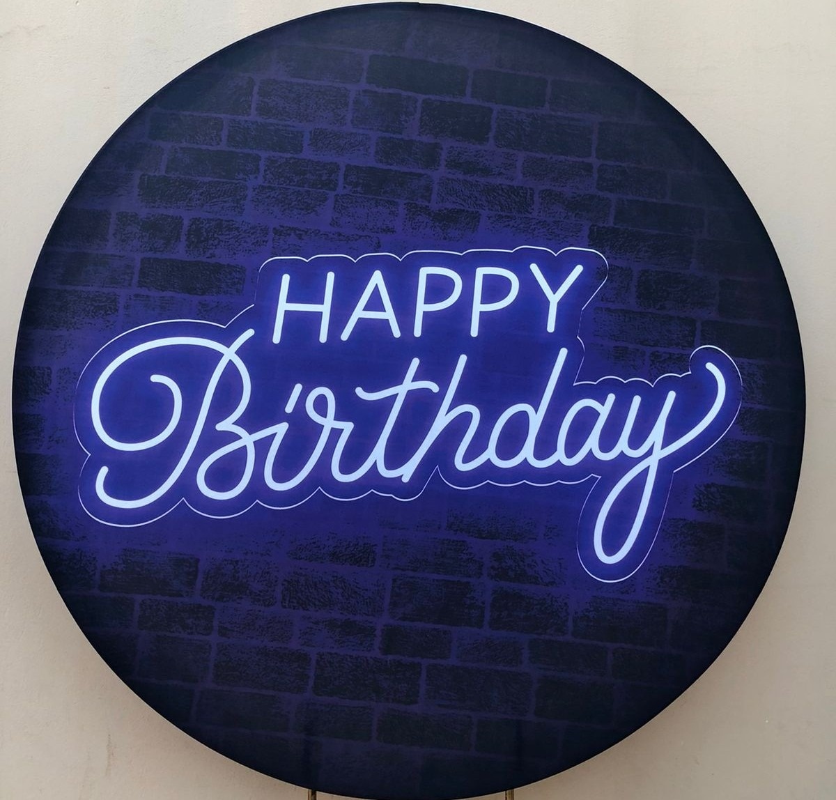 Happy Birthaday Led Azul Painel Redondo 150Cm - FOCUSEVENTOSJATAI