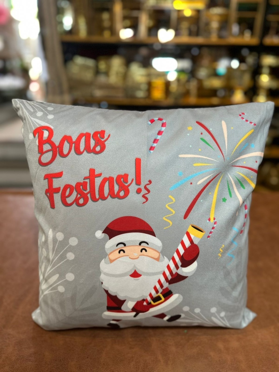 Almofada Natal Papai Noel Fogos 40X40Cm - FOCUSEVENTOSJATAI