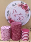 de Repente 30 Floral E Glitter Rosa Painel Redondo  150Cm - imagem 2