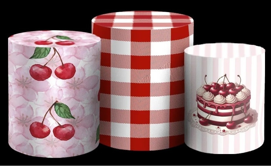 Cerejinha Do Bolo Xadrez Vermelho E Rosa Cilindro Redondo  Pmg - FOCUSEVENTOSJATAI