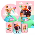 Mundo Bita 3D Cute Rosa E Verde Painel Redondo 150Cm - imagem 2