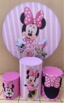 Minie Rosa Listrado Rosa E Branco Cilindro Redondo Pmg - imagem 2