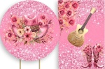 Boiadeira Violão de Ouro E Chapeu Rosa Painel Retangular 220X150Cm - imagem 2