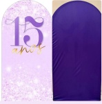 15 Anos Glitter Lilas Dourado Fundo Roxo Vivo 01 Painel Romano 200X100Cm - imagem 1