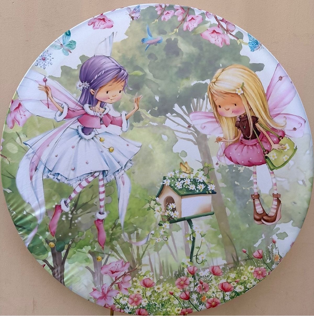 Fadas Rosa E Lilás Jardim Painel Redondo 150Cm - FOCUSEVENTOSJATAI