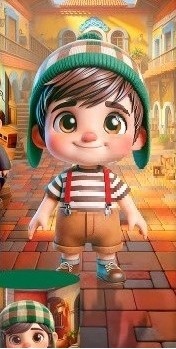 Chaves 3D Cute Painel Retangular 200X100Cms Fundo Marron Caramelo - FOCUSEVENTOSJATAI